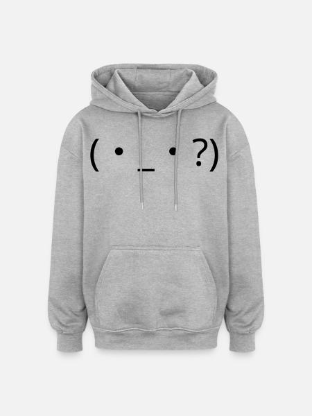 Emote confuse (・_・ ?) Point d’interrogation - Sweat à capuche oversize unisexe - gris chiné