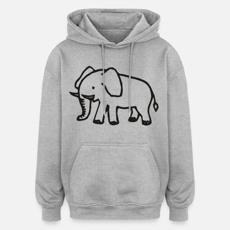 Éléphant - Sweat à capuche oversize unisexe - gris chiné