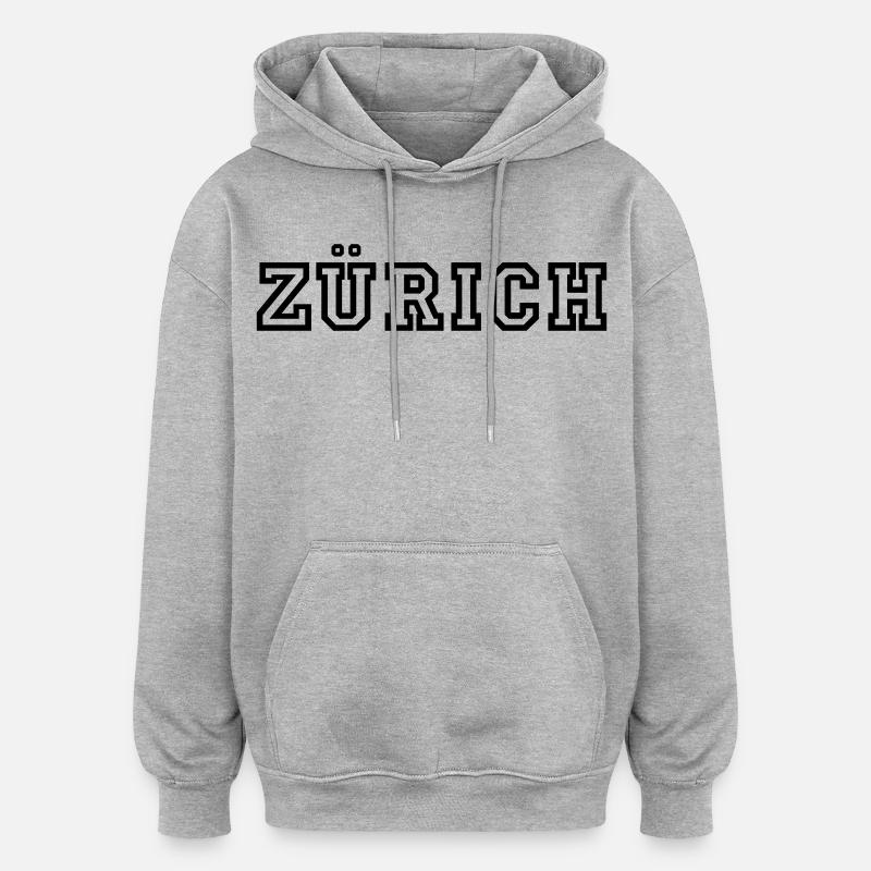 Zurich - Sweat à capuche oversize unisexe - gris chiné