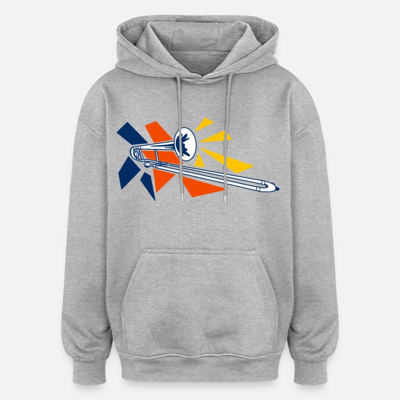 Trombone Pop Art - Sweat à capuche oversize unisexe - gris chiné