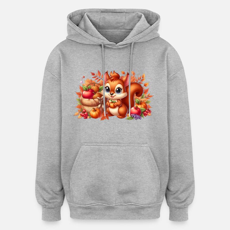 squirell autumn3 - Sweat à capuche oversize unisexe - gris chiné
