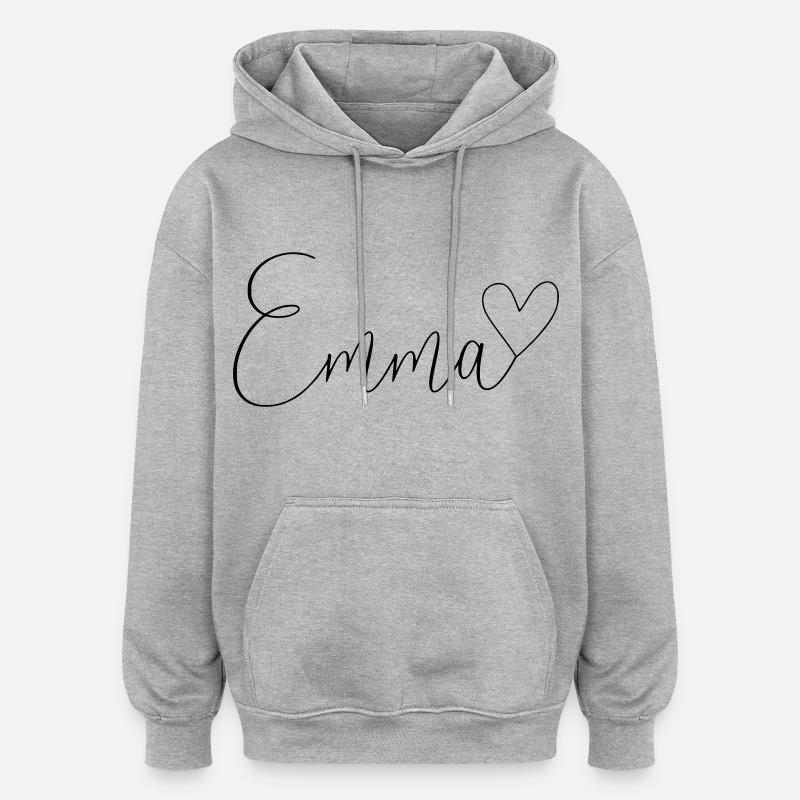 Emma Nom Prénom Fille - Sweat à capuche oversize unisexe - gris chiné