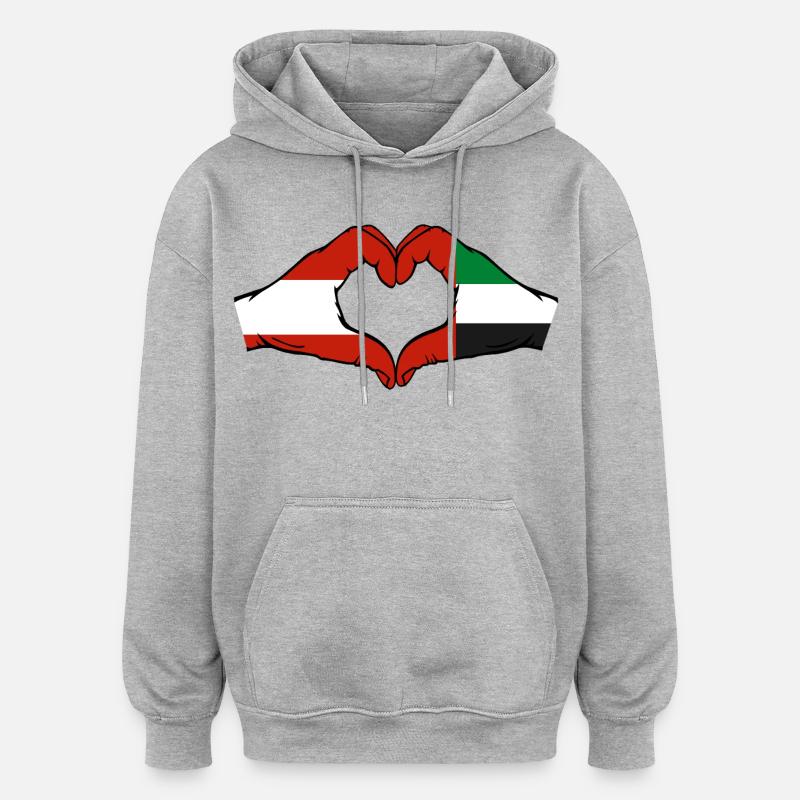 Autriche Émirats arabes unis Drapeau - Sweat à capuche oversize unisexe - gris chiné