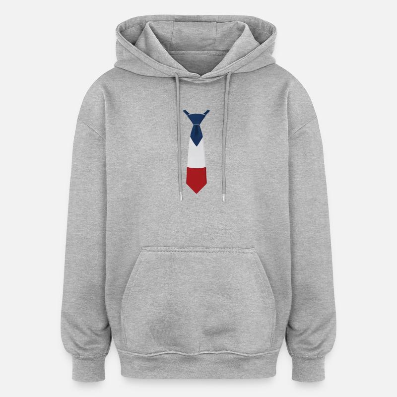 Cravate France – Conception du drapeau - Sweat à capuche oversize unisexe - gris chiné
