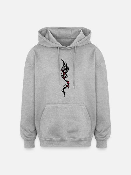 coral - Oversized Unisex Hoodie - heather grey