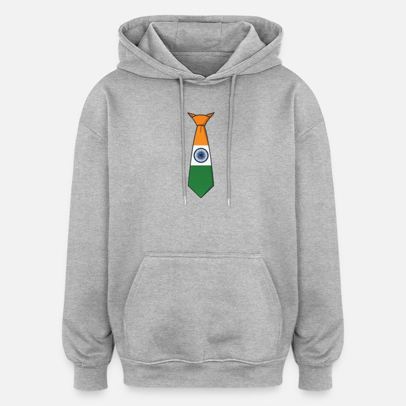 Cravate de l’Inde – Drapeau - Sweat à capuche oversize unisexe - gris chiné