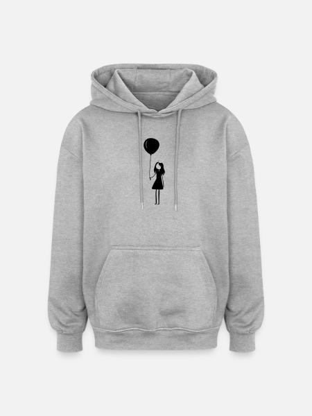 Fille ballon d’anniversaire - Sweat à capuche oversize unisexe - gris chiné