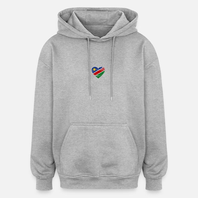 Namibia Flagge Herz used - Oversized Unisex Hoodie - Grau meliert