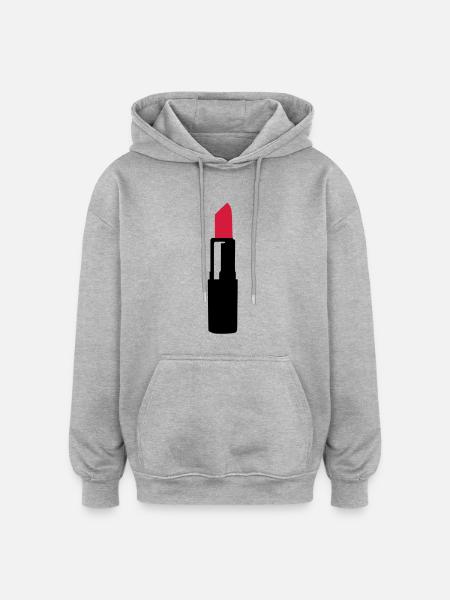Lipstick - Oversized Unisex Hoodie - heather grey