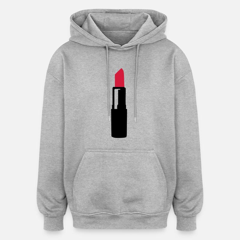 Lippenstift - Oversized Unisex Hoodie - Grau meliert