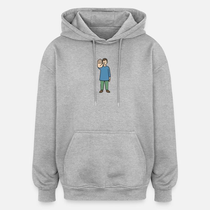 Stop Geste Cartoonfigur - Oversized Unisex Hoodie - Grau meliert