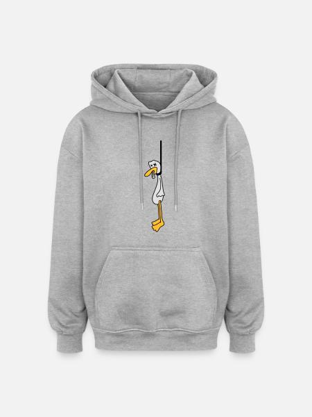 Hanged Duck - Oversized Unisex Hoodie - Grau meliert
