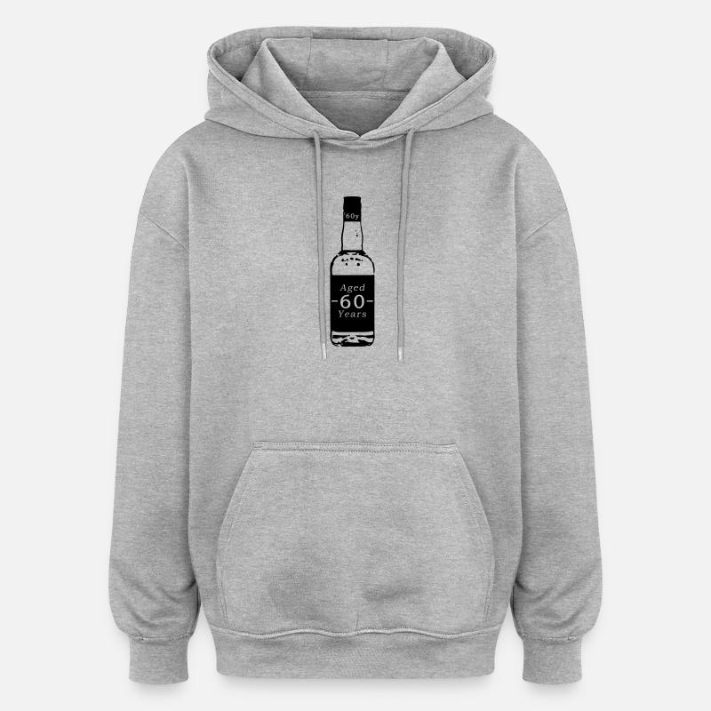 60 ans - Whisky - Sweat à capuche oversize unisexe - gris chiné