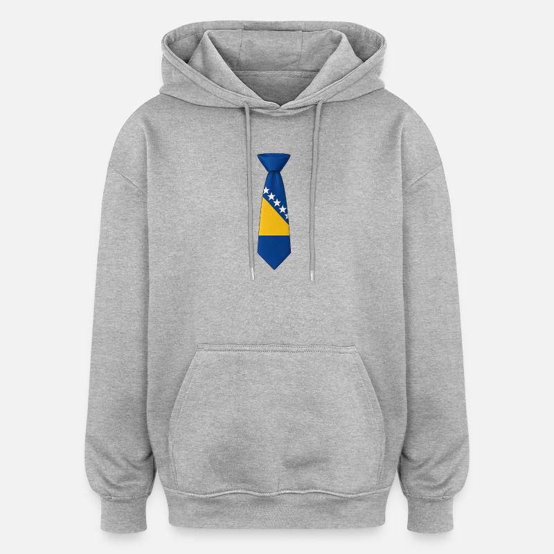 Cravate Bosnie – Conception du drapeau - Sweat à capuche oversize unisexe - gris chiné