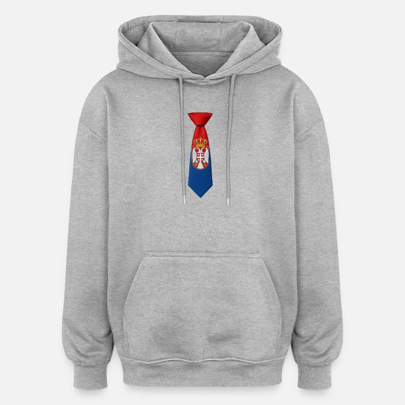 Cravate Serbie – Conception du drapeau - Sweat à capuche oversize unisexe - gris chiné