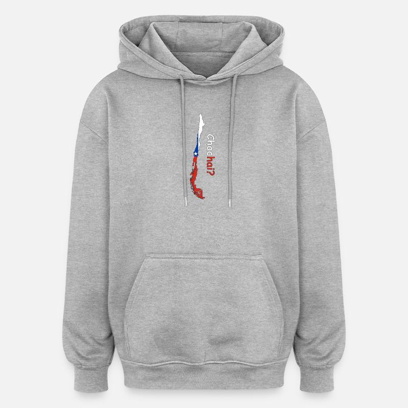 Drapeau Chili Silhouette - Sweat à capuche oversize unisexe - gris chiné