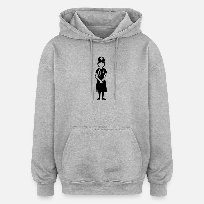Infirmière Médecin - Sweat à capuche oversize unisexe - gris chiné