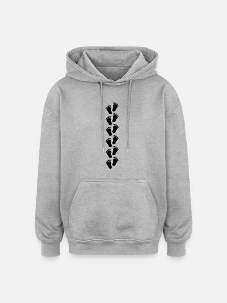 footsteps_baby_design_c1 - Sweat à capuche oversize unisexe - gris chiné