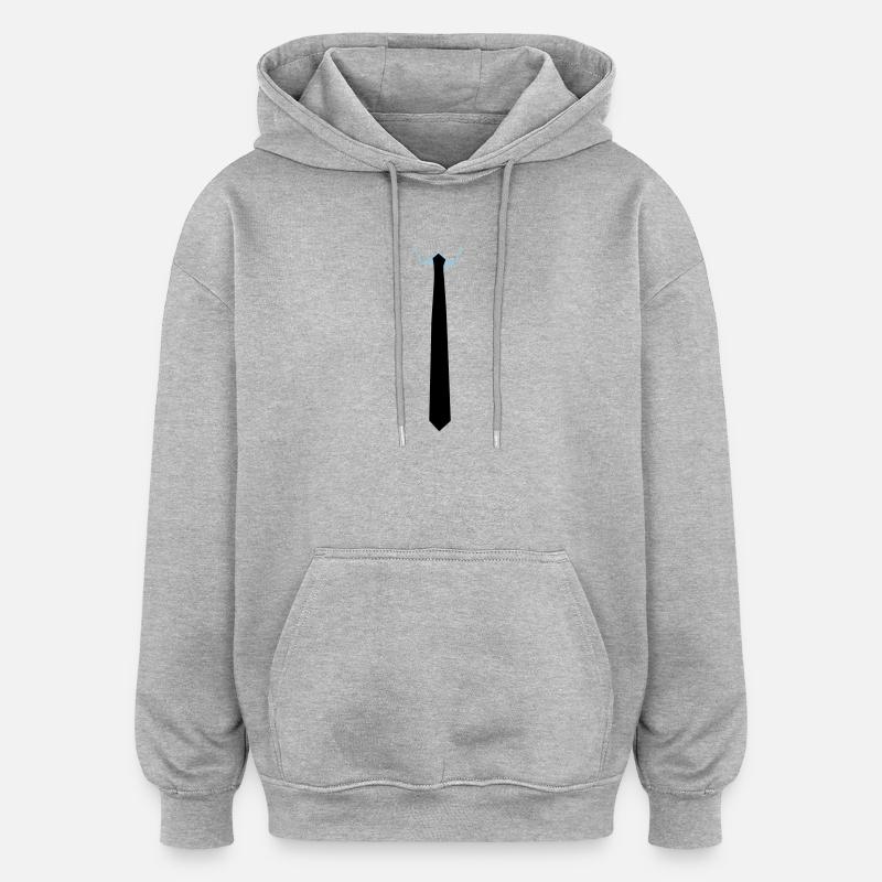 Stropdas - cravate - Sweat à capuche oversize unisexe - gris chiné