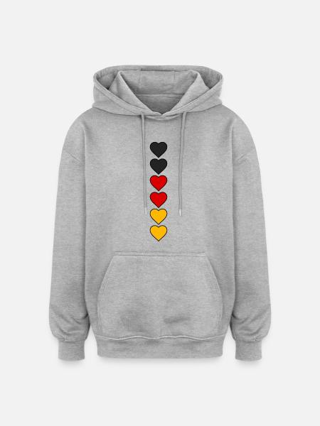 Cœurs d’Allemagne - Sweat à capuche oversize unisexe - gris chiné