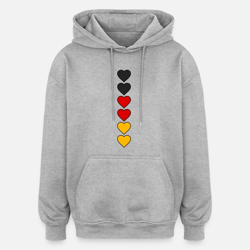 Cœurs d’Allemagne - Sweat à capuche oversize unisexe - gris chiné