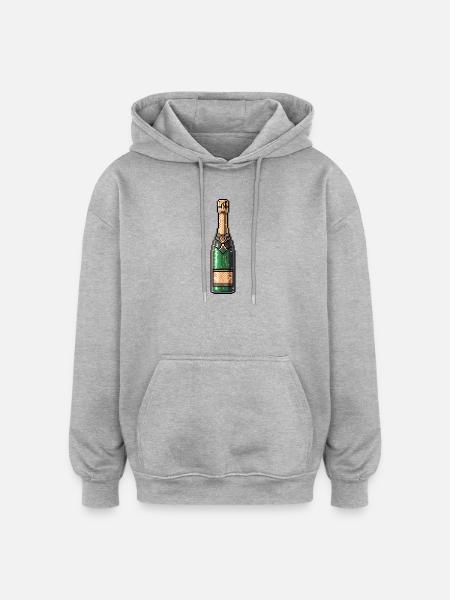 PixelChampagne Bottle Retro - Oversized Unisex Hoodie - heather grey