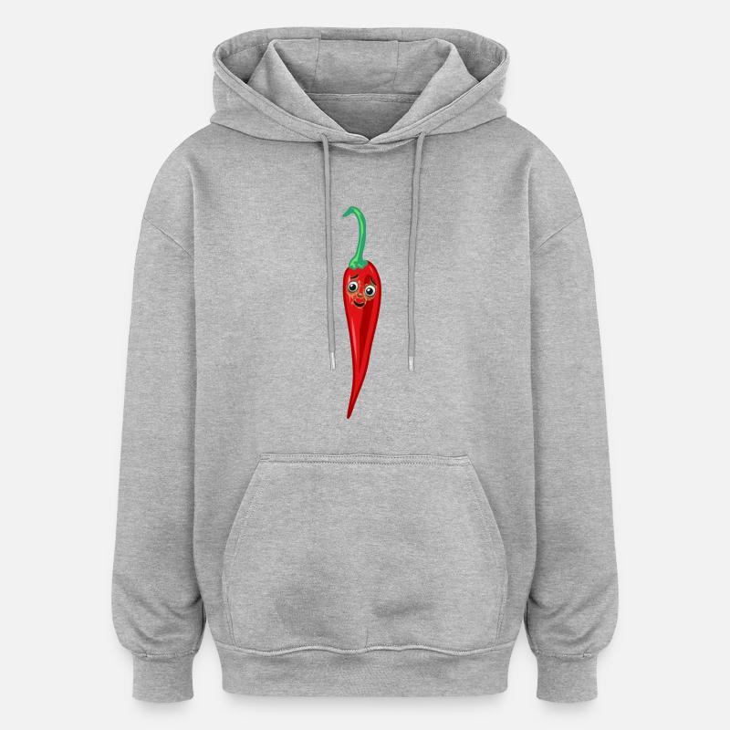 Chilischote Peperoni Küche Köche Koch - Oversized Unisex Hoodie - Grau meliert