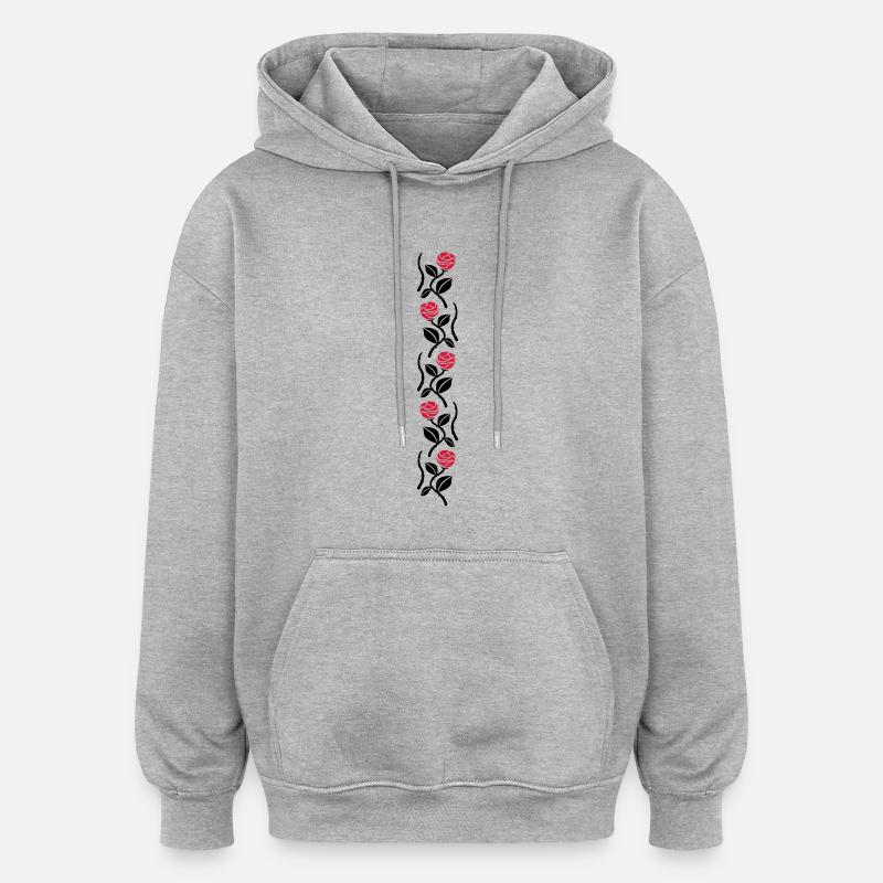 roses II - Sweat à capuche oversize unisexe - gris chiné