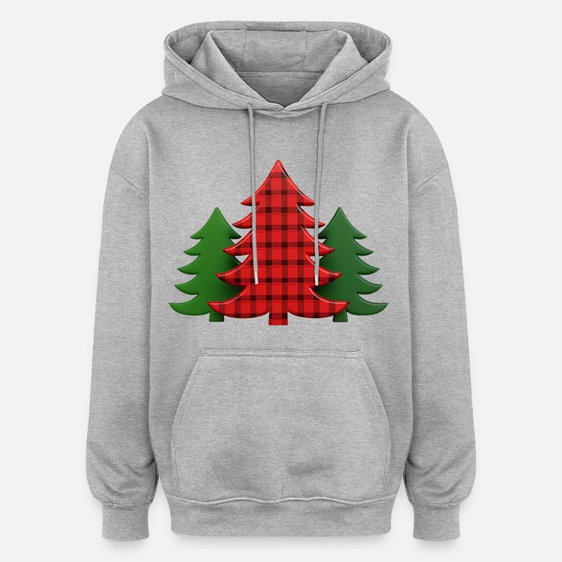 Plaid Baum Weihnachtsbäume Christmas Tree - Oversized Unisex Hoodie - Grau meliert