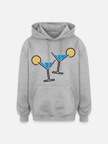 2 cocktail glasses (light blue) - Oversized Unisex Hoodie - heather grey