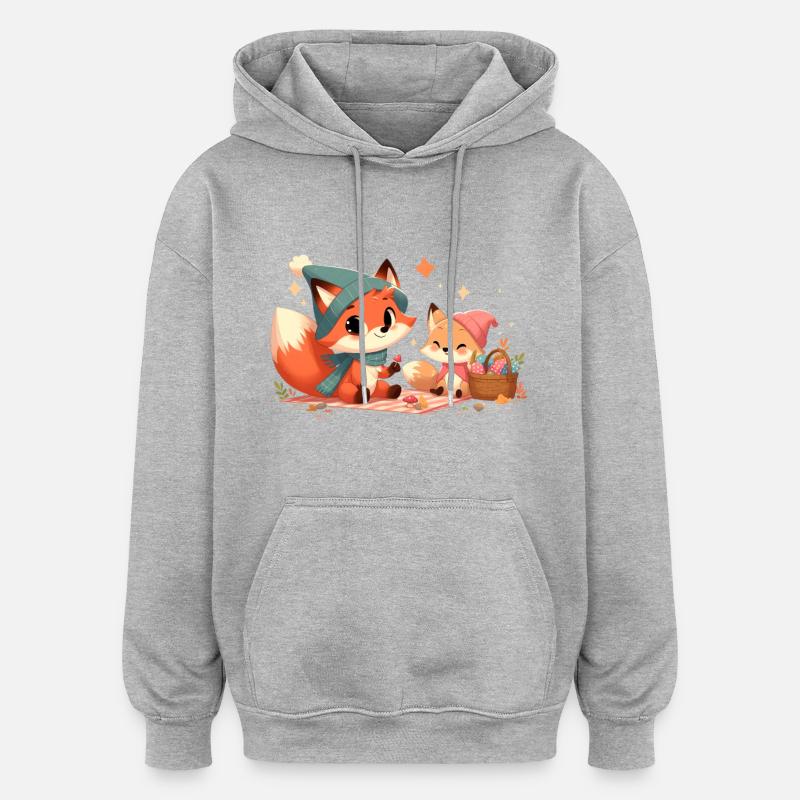 fox autumn 11 - Sweat à capuche oversize unisexe - gris chiné
