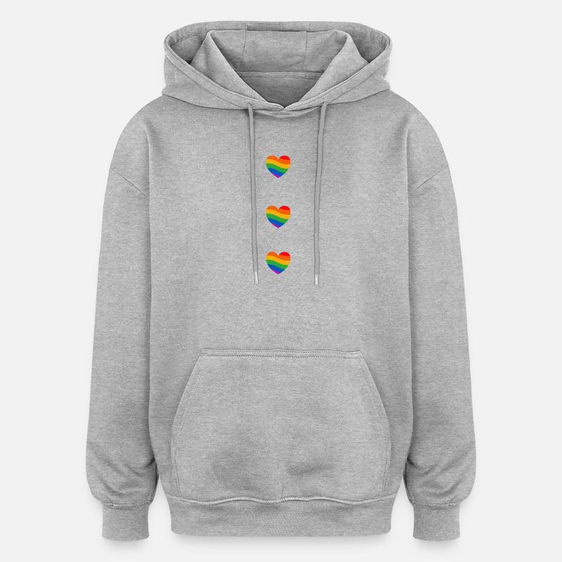 Pride-Flagge Regenbogenherzen - Oversized Unisex Hoodie - Grau meliert