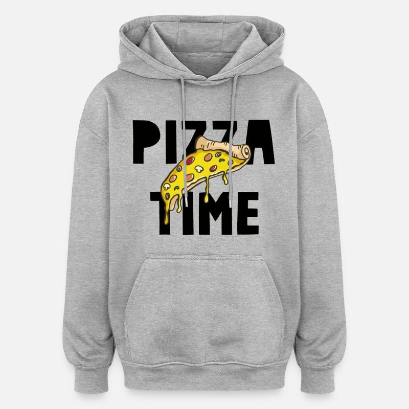 Pizza Time - Sweat à capuche oversize unisexe - gris chiné