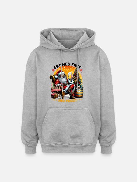 Frohes Fest und Prost! - Oversized Unisex Hoodie - Grau meliert