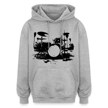 Percussion - Sweat à capuche oversize unisexe - gris chiné - Devant - Noah (186cm)