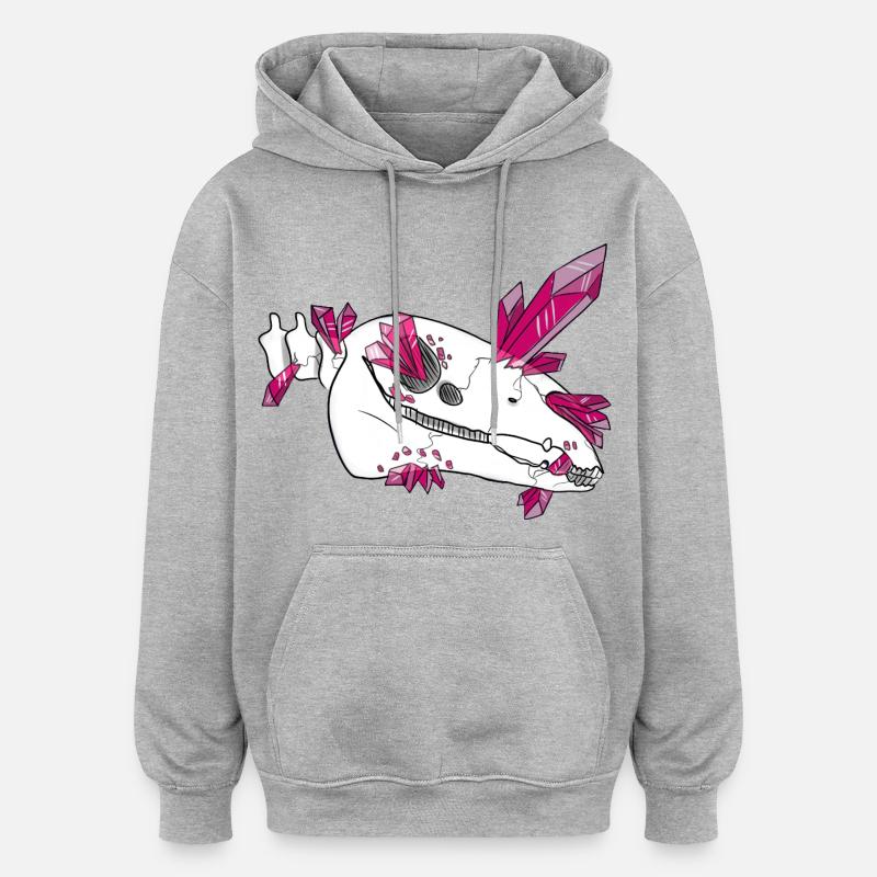 Kristallschädel - Pferd (von Leni Riosa) - Oversized Unisex Hoodie - Grau meliert