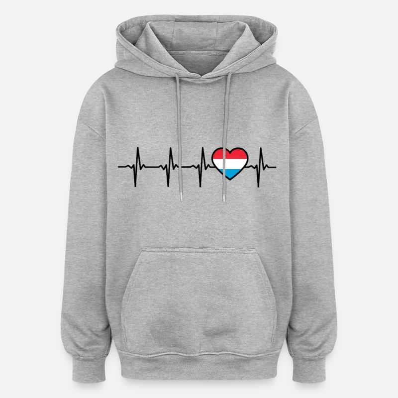 Luxembourg Heartbeat Drapeau luxembourgeois - Sweat à capuche oversize unisexe - gris chiné