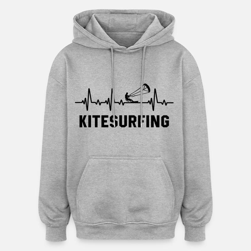 Kitesurf - Sweat à capuche oversize unisexe - gris chiné
