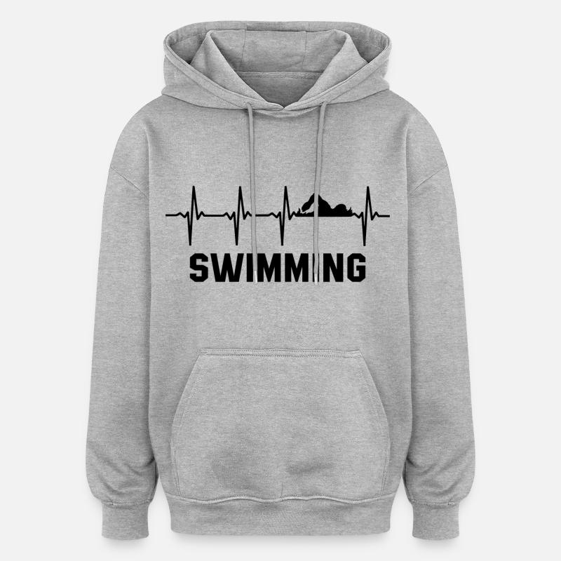 natation - Sweat à capuche oversize unisexe - gris chiné