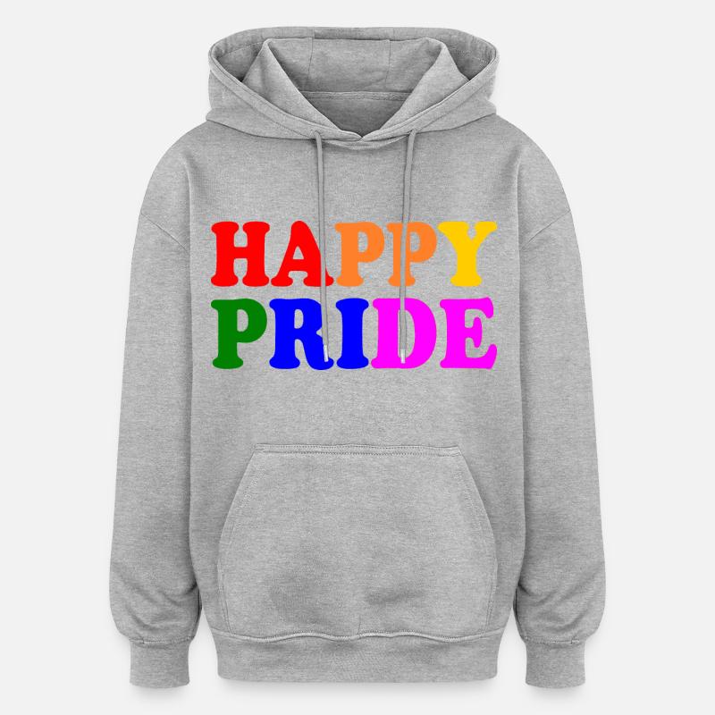 Happy pride - Sweat à capuche oversize unisexe - gris chiné