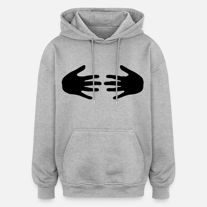 mains seins - Sweat à capuche oversize unisexe - gris chiné