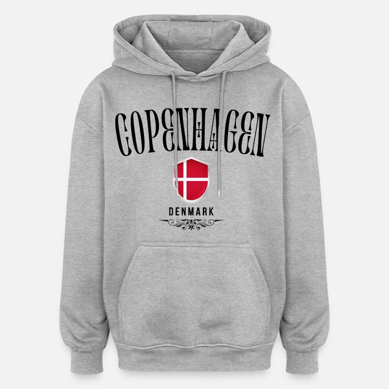 Souvenir Copenhague, Copenhague Danemark - Sweat à capuche oversize unisexe - gris chiné