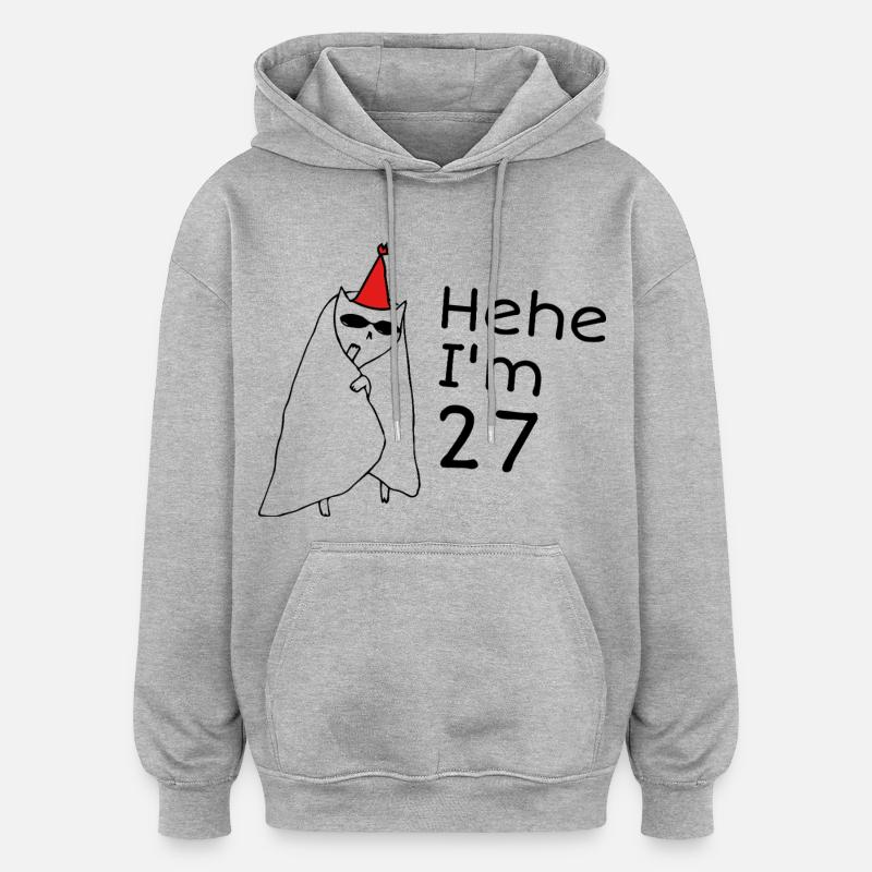 27 ans anniversaire - Cadeau 27e anniversaire - Sweat à capuche oversize unisexe - gris chiné