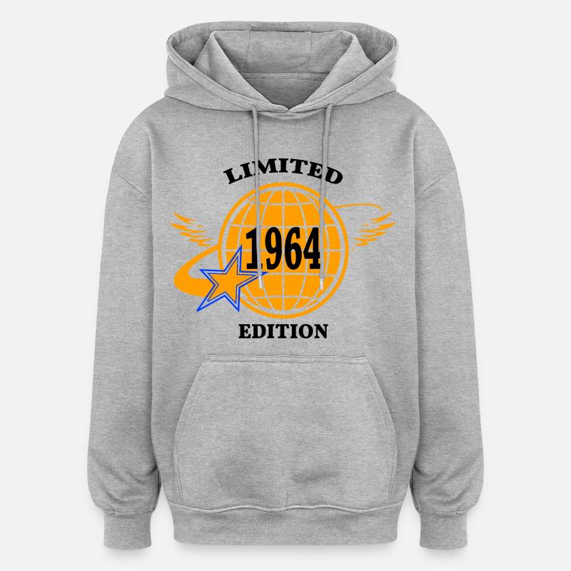 1964 - Sweat à capuche oversize unisexe - gris chiné