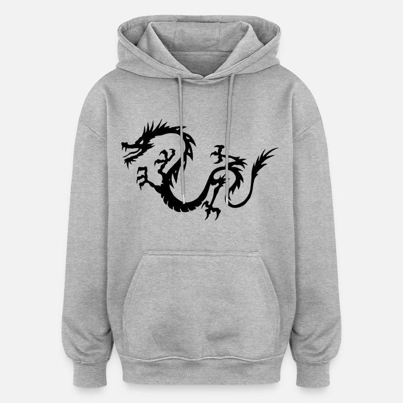 Chinesischer Drache - Oversized Unisex Hoodie - Grau meliert