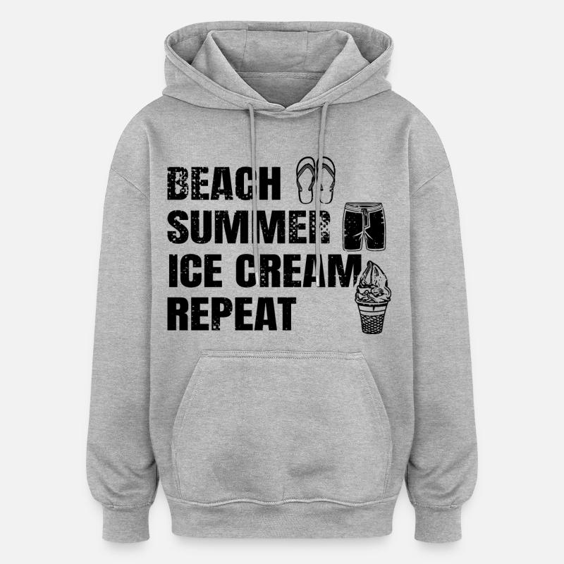Plage Été Crème glacée Répétition - Sweat à capuche oversize unisexe - gris chiné