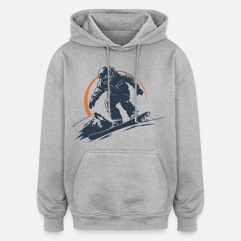 Graphique du snowboarder - Sweat à capuche oversize unisexe - gris chiné