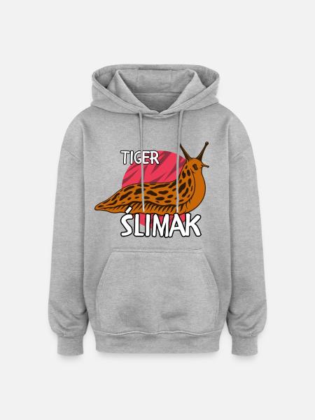 Tygrys Ślimak | Śmieszna polska koszulka z memem - Bluza z kapturem oversize typu unisex - szary melanż