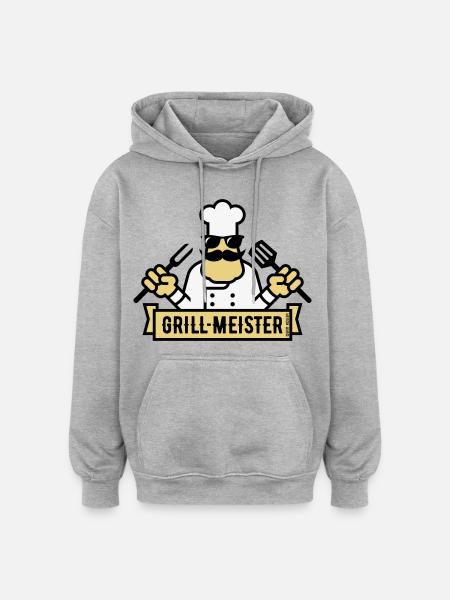 Grillmeister (Grilling / Barbecue / BBQ / 3C) - Oversized Unisex Hoodie - heather grey