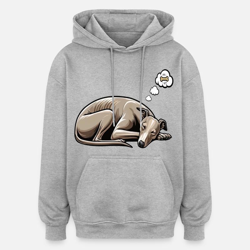 Whippet Greyhound Whippets Propriétaire de lévrier - Sweat à capuche oversize unisexe - gris chiné